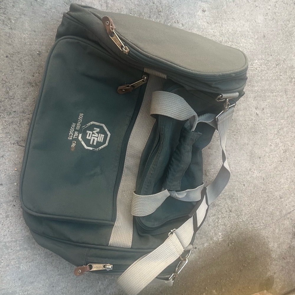 Gray and Green Men's Bag